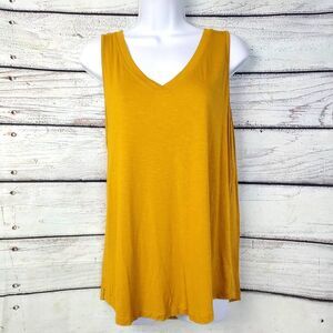 Maurices 24/7 Mustard Yellow Sleeveless Tank Top Stretch Slub Knit Size L